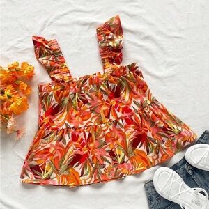 SHEIN Women’s Layered Orange Ruffle Sleeveless Top